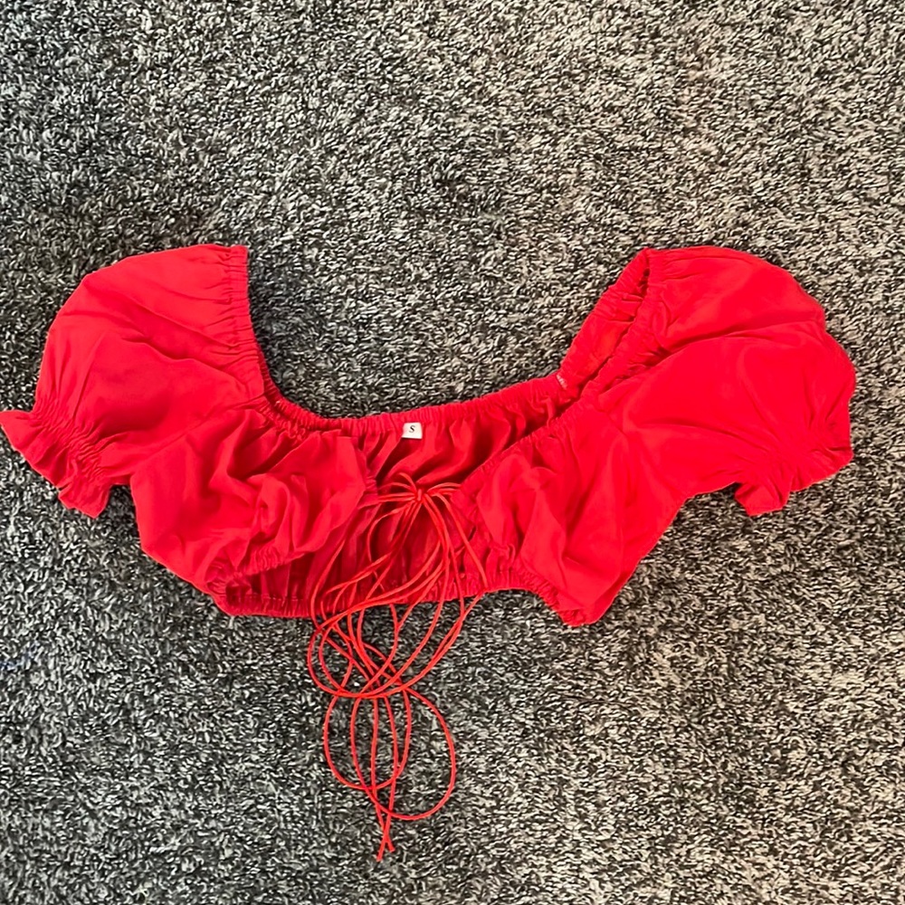 Red Tie Front Crop Top